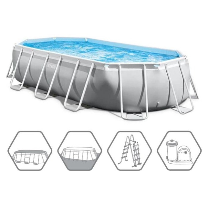 Каркасный бассейн INTEX Prism Frame 26796, 503×274×122 см — насос, лестница, тент, подстилка